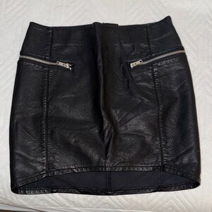 Divided (H&M) Black Faux Leather Moto Zipper Mini Skirt